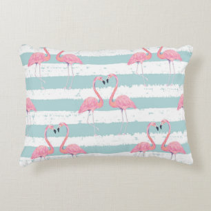 Exotisches Flamingo-Streifenhintergrundmuster Dekokissen