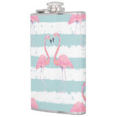 Exotisches Flamingo-Streifenhintergrundmuster Flachmann (Links)