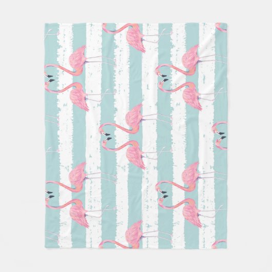 Exotisches Flamingo-Streifenhintergrundmuster Fleecedecke (Vorderseite)