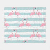 Exotisches Flamingo-Streifenhintergrundmuster Fleecedecke (Vorderseite (Horizontal))