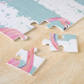 Exotisches Flamingo-Streifenhintergrundmuster Puzzle (Seite)