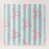 Exotisches Flamingo-Streifenhintergrundmuster Puzzle (Horizontal)