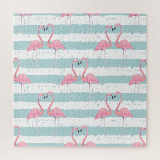Exotisches Flamingo-Streifenhintergrundmuster Puzzle (Vertikal)