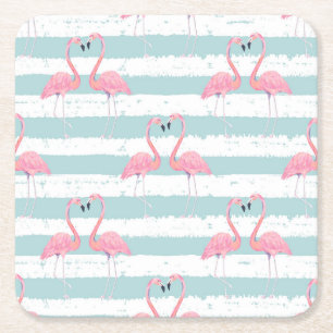 Exotisches Flamingo-Streifenhintergrundmuster Rechteckiger Pappuntersetzer