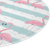 Exotisches Flamingo-Streifenhintergrundmuster Schneidebrett (Ecke)