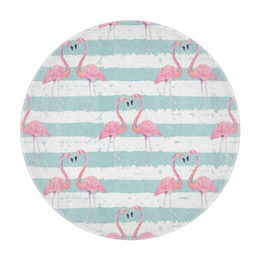 Exotisches Flamingo-Streifenhintergrundmuster Schneidebrett (Vorderseite)