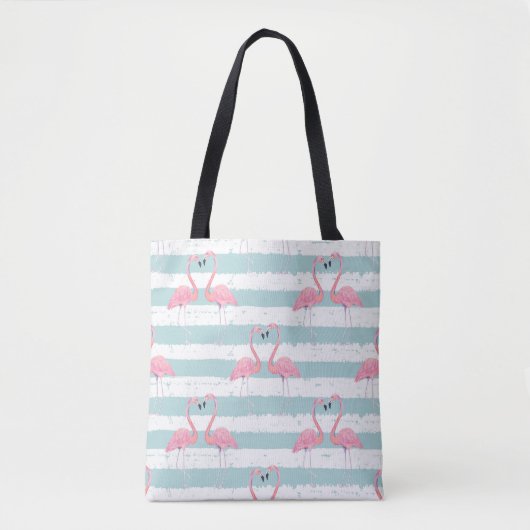 Exotisches Flamingo-Streifenhintergrundmuster Tasche (Vorderseite)