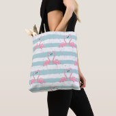 Exotisches Flamingo-Streifenhintergrundmuster Tasche (Von Nahem)