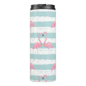 Exotisches Flamingo-Streifenhintergrundmuster Thermosbecher (Rückseite)
