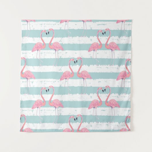 Exotisches Flamingo-Streifenhintergrundmuster Wandteppich (Vorderseite)