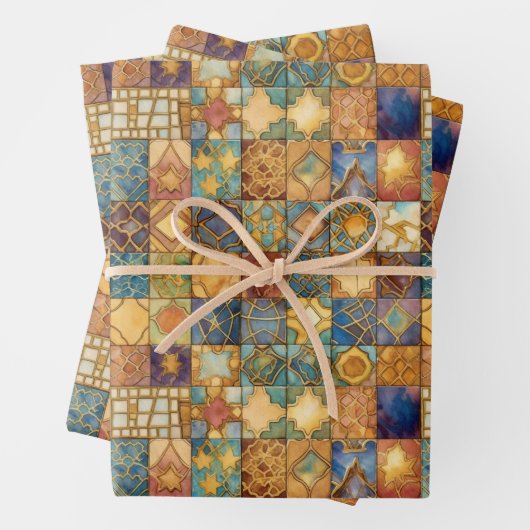 EXOTISCHES GEOMETRISCHES DECOUPAGE DEKORATIVE PAPI GESCHENKPAPIER SET (Beispiel)