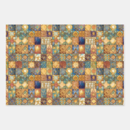 EXOTISCHES GEOMETRISCHES DECOUPAGE DEKORATIVE PAPI GESCHENKPAPIER SET