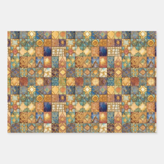 EXOTISCHES GEOMETRISCHES DECOUPAGE DEKORATIVE PAPI GESCHENKPAPIER SET (Vorderseite)