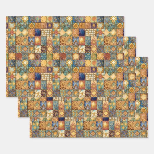 EXOTISCHES GEOMETRISCHES DECOUPAGE DEKORATIVE PAPI GESCHENKPAPIER SET (Set)