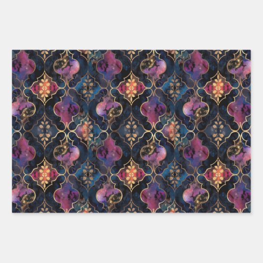 EXOTISCHES GEOMETRISCHES DECOUPAGE DEKORATIVE PAPI GESCHENKPAPIER SET (Vorderseite 3)