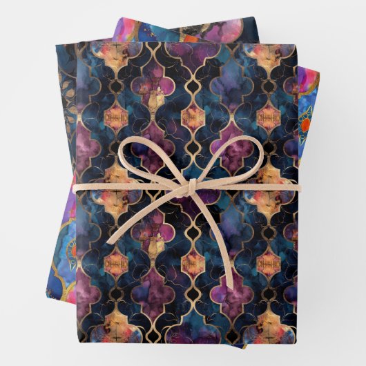 EXOTISCHES GEOMETRISCHES DECOUPAGE DEKORATIVE PAPI GESCHENKPAPIER SET (Beispiel)