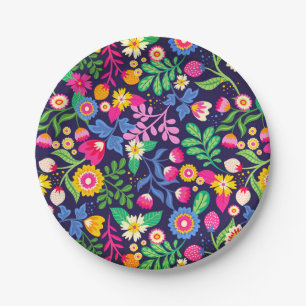 Exotisches handgemaltes Blumenmuster-48330 Pappteller