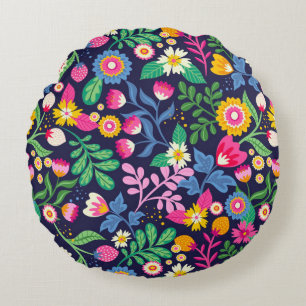 Exotisches handgemaltes Blumenmuster-48330 Rundes Kissen