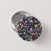 Exotisches handgemaltes Blumenmuster Button (Vorne & Hinten)