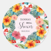 Exotisches hawaiianisches Brautparty Runder Aufkleber (Vorderseite)