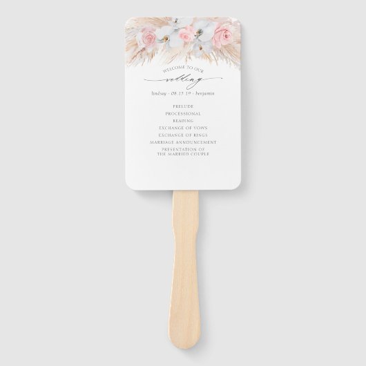 Exotisches Hochzeitsprogramm Pampas Grass White Or Fächer (Vorderseite)