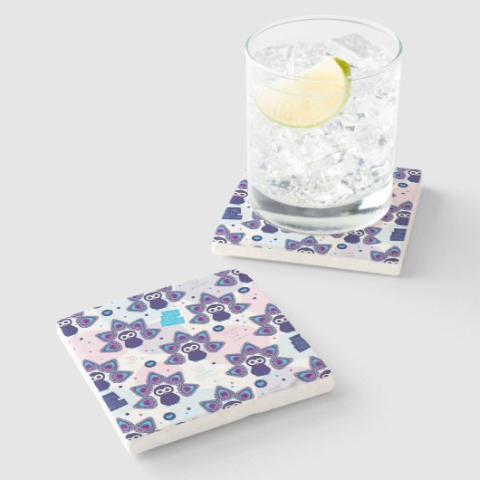 exotisches Indien-Pfaumuster Steinuntersetzer (Seitenansicht)