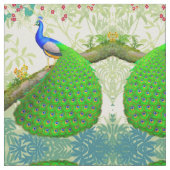 Exotisches indisches blaues Pfau-Gewebe Stoff (Nahaufnahme)