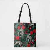 Exotisches Leopard-Dschungel-Blumenmuster mit Mono Tasche (Vorderseite)