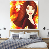 Exotisches Mädchen in Golden Wrapped Canvas Leinwanddruck (Insitu (Schlafzimmer))