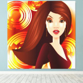 Exotisches Mädchen in Golden Wrapped Canvas Leinwanddruck (Insitu (Holzboden))