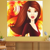 Exotisches Mädchen in Golden Wrapped Canvas Leinwanddruck (Insitu (Wohnzimmer))