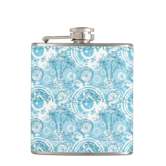 exotisches Ozeanmuster Flachmann (Vorderseite)