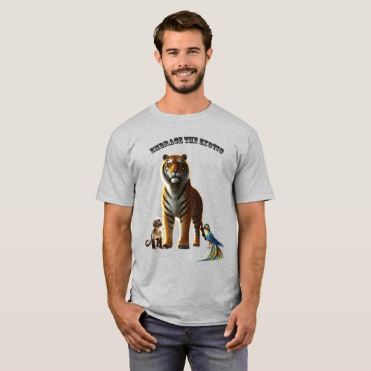 Exotisches Pet Lover mit Tiger, Affen und Macaw UR T-Shirt (Vorne ganz)