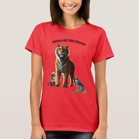 Exotisches Pet Lover mit Tiger, Affen und Macaw UR T-Shirt (Vorderseite)