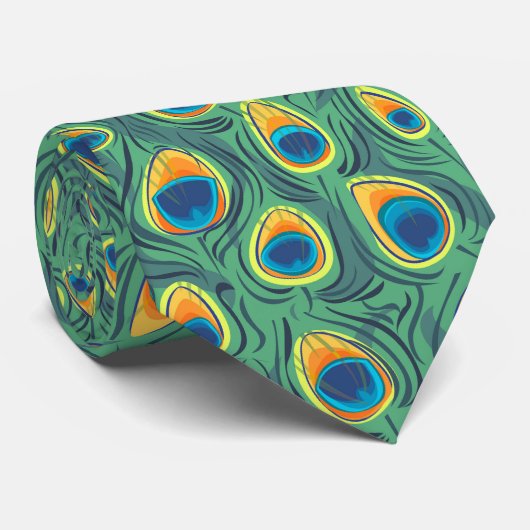 Exotisches Pfau-Feder-Muster-Juwel-Grün Krawatte (Gerollt)