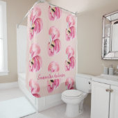 Exotisches rosa Flamingo-Muster und Name Duschvorhang (Beispiel)