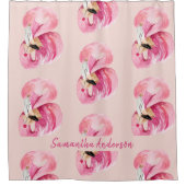 Exotisches rosa Flamingo-Muster und Name Duschvorhang (Vorderseite)