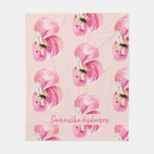 Exotisches rosa Flamingo-Muster und Name Fleecedecke (Vorderseite)