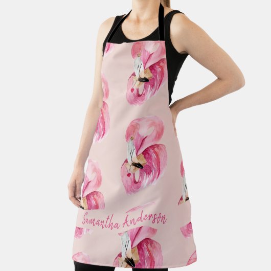 Exotisches rosa Flamingo-Muster und Name Schürze (InSitu)