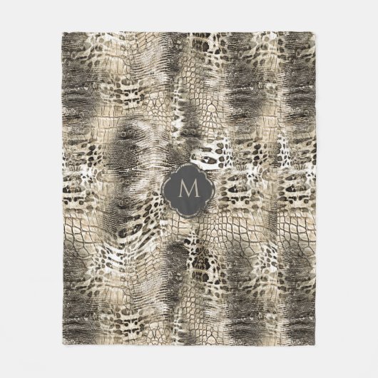 Exotisches Schlangenmuster mit Ihrem Monogramm Fleecedecke (Vorderseite)
