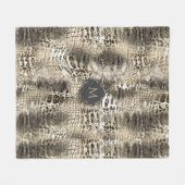 Exotisches Schlangenmuster mit Ihrem Monogramm Fleecedecke (Vorderseite (Horizontal))
