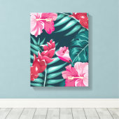 Exotisches Sommer-Blumendesign Leinwanddruck (Insitu (Holzboden))