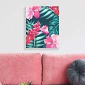 Exotisches Sommer-Blumendesign Leinwanddruck (Insitu (Wohnzimmer))