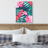 Exotisches Sommer-Blumendesign Leinwanddruck (Insitu (Schlafzimmer))
