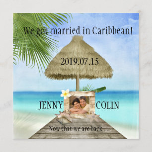 Exotisches Strandfoto nach der Hochzeitsempfangs-E Einladung