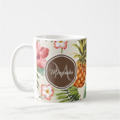 Exotisches tropisches Ananas, florbraune Monogramm Kaffeetasse (Links)
