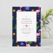 Exotisches tropisches Flamingo-Brautparty Einladung (Stehend Vorderseite)