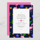 Exotisches tropisches Flamingo-Brautparty Einladung (Vorne/Hinten)