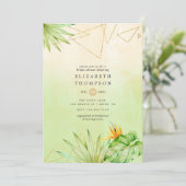 Exotisches tropisches geometrisches Brautparty Einladung (Stehend Vorderseite)