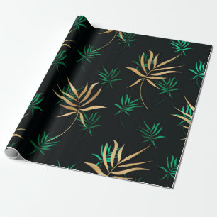 Exotisches Tropisches Grün und Gold Geschenkpapier